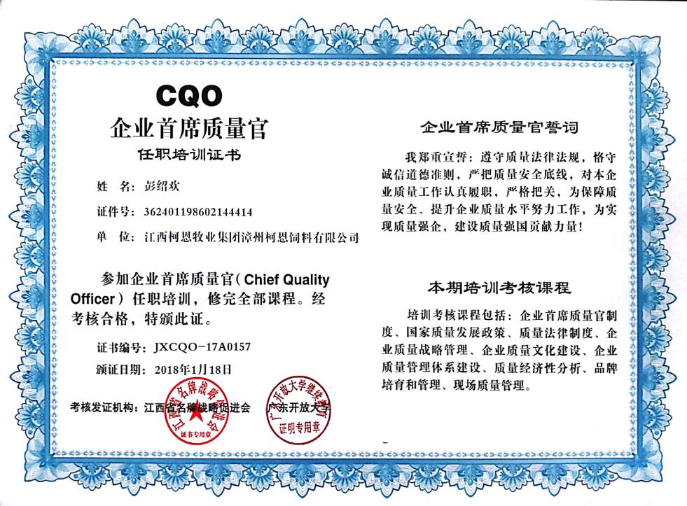 CQO企业首席质量官（彭）